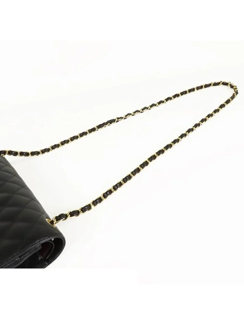 Chanel Classic Large Black Caviar Leather Double Flap Chain Shoulder Bag